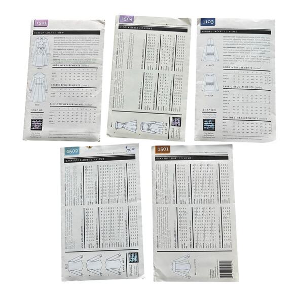 Sewaholic sewing pattern lot of 5 size 0-16 variety tops dress jacket coat UNCUT - Picture 2 of 7